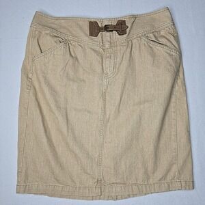 VTG‎ Lauren Ralph Lauren Heathered Tan Pencil Skirt Sz 14 Leather Western Buckle